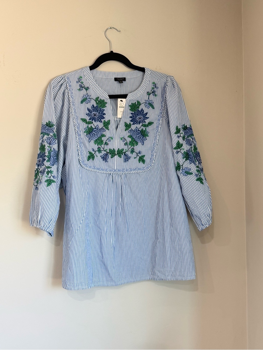 Talbots Embroidered Stripe Popover 2XP NWT - Picture 3 of 7